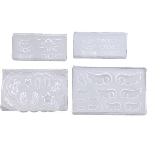 4Pcs DIY Mini Heart Wings Resin Earrings Pendant Mold Nail Art Template Silicone Mould Jewelry Making Tools Art Craft