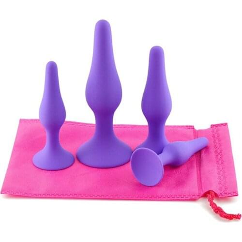4Pcs/Set Silicone Anal Plug Purple Butt Plug Removable Butt Plug Stimulator Anal Sex Toys Prostate Massager G-spot Massage Dildo