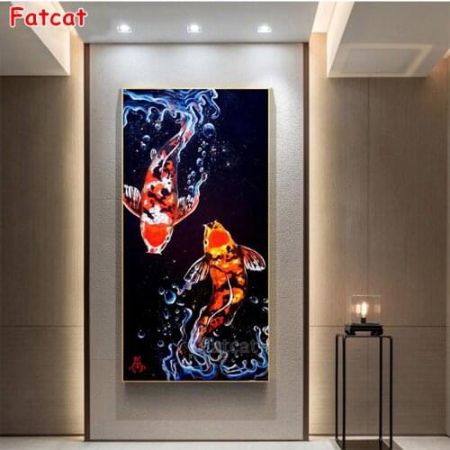 Diamond Embroidery Chinese style koi animals Picture Of Diamond Painting Full Square round drill Mosaic Cross Stitch Art PP2024