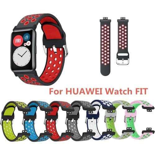 Two-colors Breathable Watch Strap Silicone Wristband Vitality Style Suitable for HUAWEI Watch FIT