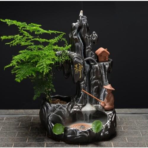 Electric Backflow Incense Burner Holder Waterfall Gothic Decor Backflow Burner Ceramic Oil Burner Porta Incienso Home Decor