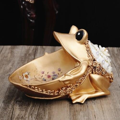 European Luxury Diamond Resin Toad Fish Key Storage Box Ornaments Home Livingroom Table Furnishing Crafts Hotel Figurines Decor