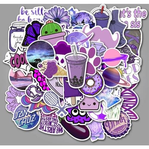 50 PCS Purple pink VSCO Stickers Pack Waterproof Cool Girl Stickers For Skateboard Laptop Suitcase Motorcycle Car Decal Toys
