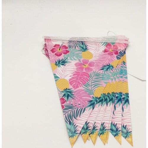 Hawaii Palm Leaf Pineapple Summer Tropical Theme Party Banner Bunting Flag For Kids Party Decoration