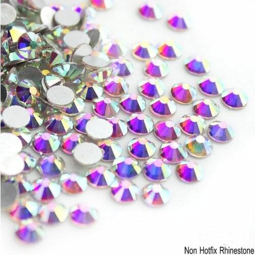 Hot sale 144P/288/1440p SS2-SS50 Non Hotfix Clear AB Rhinestone Crystal Flat back 3D Nail Art Decoration wedding Dress Garments