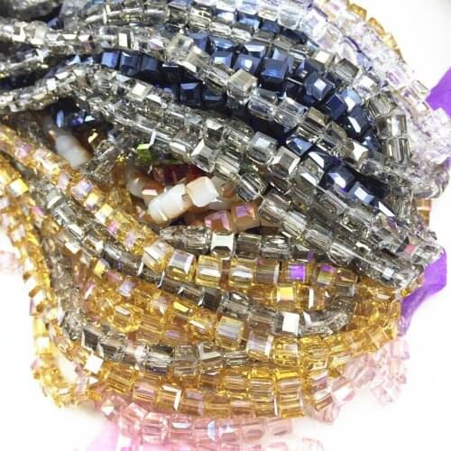 Wholesale price 70pcs 6mm crystal glass square cube multicolor faceted jewelry accessories findings loose spacers beads B986