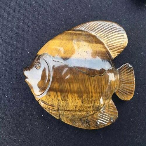 Natural tiger eye stone carving fish, crystal clown fish decoration, tiger eye stone decoration