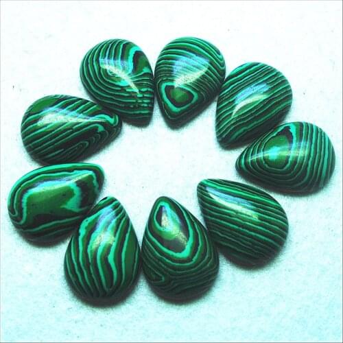 5pcs new malachite stone cabochons beads cabochons no hole dropwater shape 18x25mm new nice colors good for your jewelry making