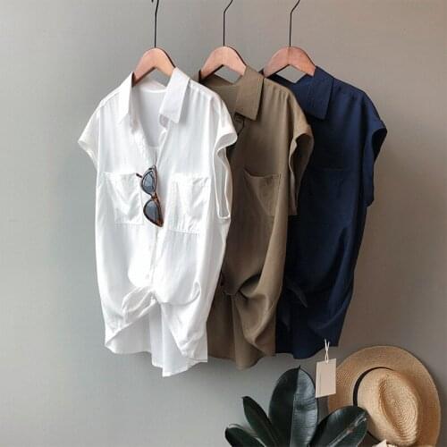 Beautiful Womens Top New Summer Tunic Korean Style Casual Trend Blouses 2021 Chic Vintage Female Oversize Shirt Design