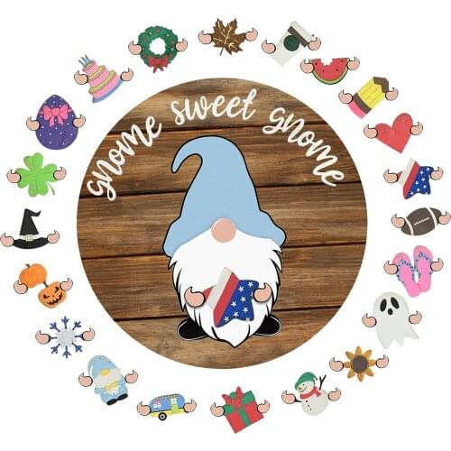 Round Seasonal Welcome Door Sign Plaque Garland Easter Halloween Decoration