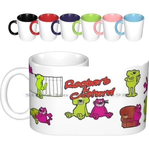 Roobarb And Custard Mug Ceramic Mugs Coffee Cups Milk Tea Mug Roobarb And Custard Cup Rhubarb Cat And Dog Cartoon Kids Tv Retro