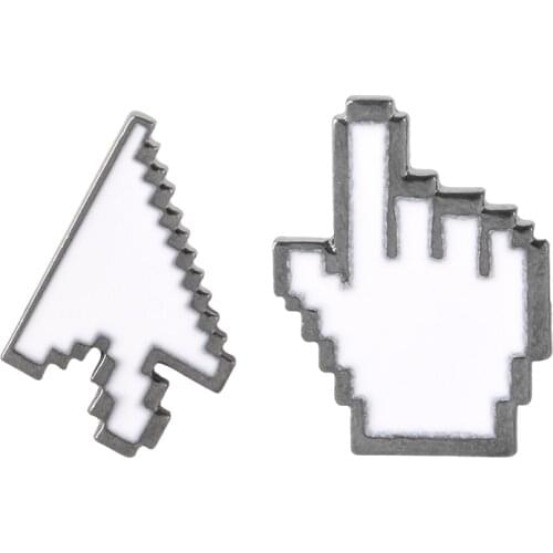 Cursors Enamel Pin Mouse Arrow Hand Badge Brooch Lapel Pin Denim White Simple Computer Jewelry Gift for Programmer Wholesale