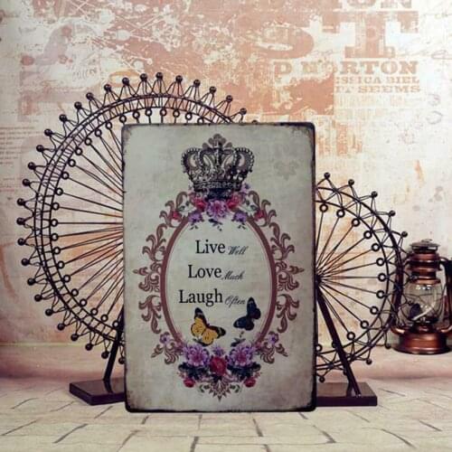 Metal Sign Tin Poster CROWN&BUTTERFLY Tavern Plaque Retro Home Wall Decor
