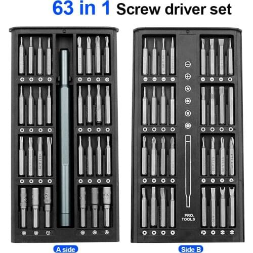 63 In 1 Screwdriver Set Precision Magnetic Screw Driver Bits Torx Hex Bit Handle Mobile Phone Repair Screwdrive Kit Tools