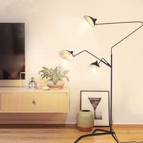 Nordic postmodern Adjustable Spider Arm Tripod Floor Lamp Creative Black Standing light for Living room Loft Bedroom Foyer Cafe