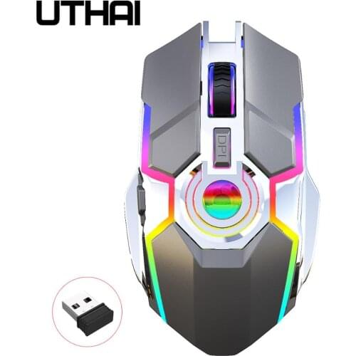 UTHAI DB28 The new rechargeable RGB light-emitting wireless mouse 2.4G mouse ergonomic design is suitable for laptop mouse
