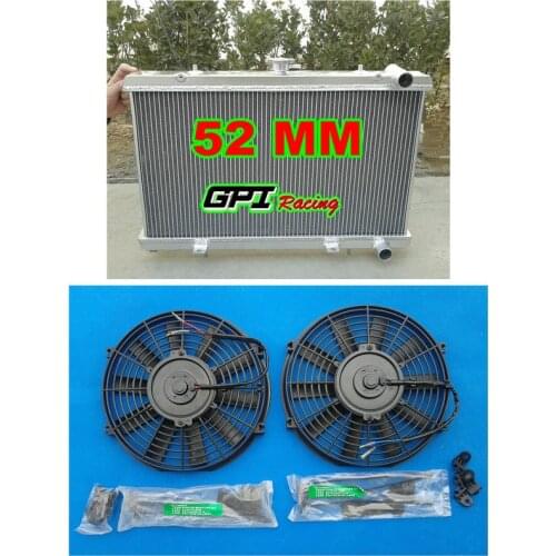 52MM NEW aluminum radiator for Nissan S13 CA18DET CA18 +FANS
