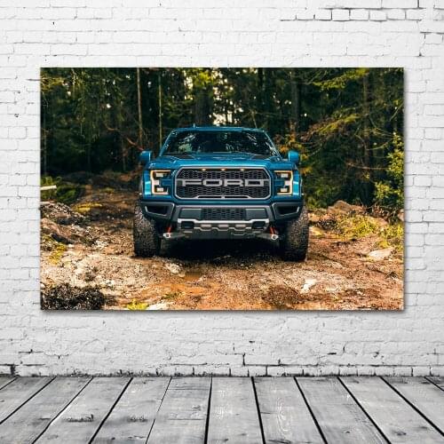 Supercar Posters Fords F-150 Raptor Front Pickup Forest Wall Art Picture Prints Modern Canvas Paintings for Living Room Decor