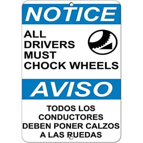 Warning Sign Plaque Sign Wall Art,12x8inches,Notice All Drivers Must Chock Wheels Sign M1450 Metal Poster Tin Sign