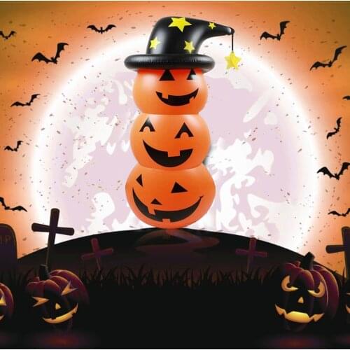 Durable Halloween Christma Outdoor Decor Halloween 4.6FT Inflatable Stacked Pumpkins Blow Up Outdoor Yard Party Decor
