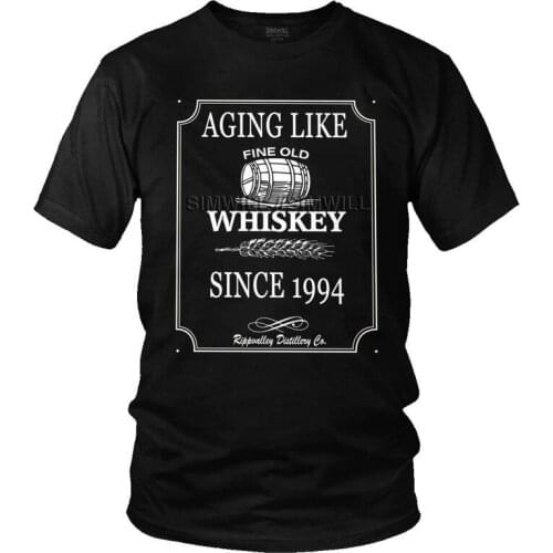 Born In 1994 Age Related Whiskey Tshirt Men Tee Tops 100% Cotton T Shirt Short Sleeve 27th Birthday T-shirts Gift Idea Merch