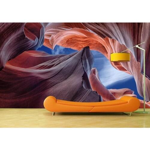 Custom 3D Photo Mountain Cave Landscape Removable Wall Papers Self-adhesive Vinyl Wall Sticker Art Home Decor Mural