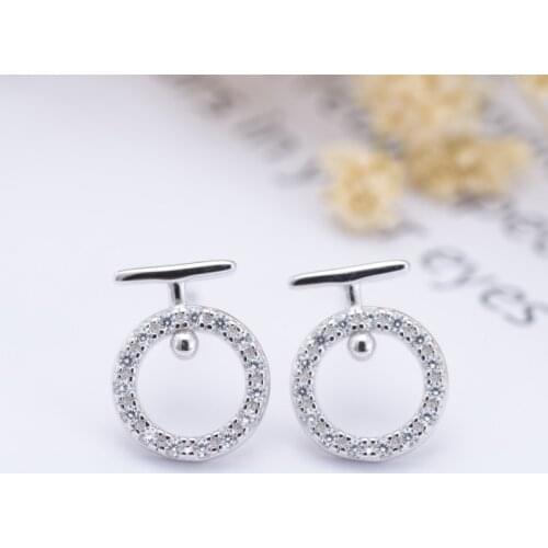 Cute Creative Circle Temperament Korea 925 Sterling Silver Fresh Cute Personality Fashion Female Earring SEA081