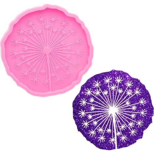 Super Shiny Cup Mat Epoxy Resin Mold DIY Dandelion Coaster Tray Silicone Mould F3MF