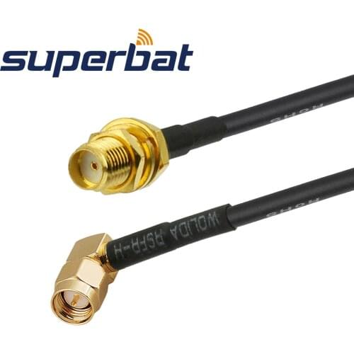 Superbat SMA BulkHead Jack to SMA Right Angle Plug Pigtail Cable RG174 100cm Antenna Feeder Cable Assembly