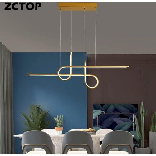 LED Pendant Lamps Kitchen Office Lustre Modern Minimalist Black Gold Chandeliers Lighting Dining Room Table Home Decor Luminaire