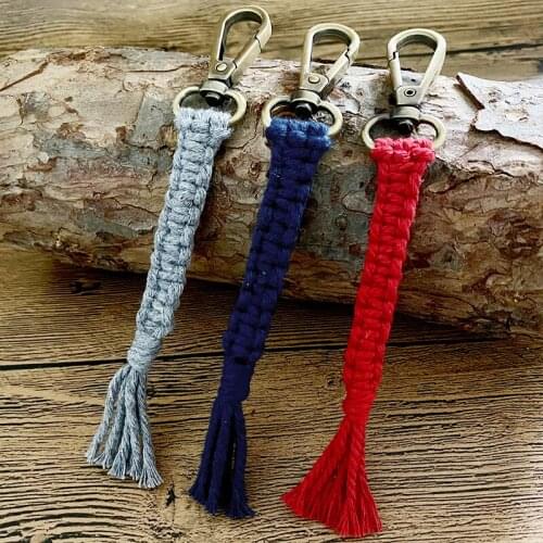 Woven Macrame Key Chain Accessories Clip for Women Bohemian Exquisite Handmade Multi Colors Tassel Key Ring Charm Holiday Gift