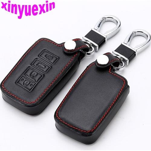 Xinyuexin Leather Car Key Cover Fob Case For Toyota Camry RAV4 Avalon Smart Remote Key Jacket Car-stying With Keychain