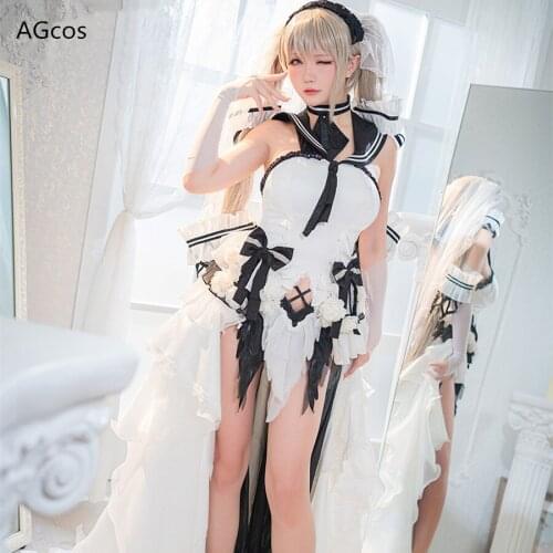 AGCOS Azur Lane HMS Formidable Cosplay Costume Woman Sexy Flower Wedding Dress Azur Lane Cosplay