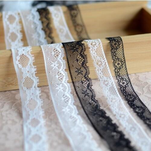 10 Meters Smooth Black White Lace Fabric Embroidered Lace Trim Ribbon Handmade DIY Garment Hometextile Sewing Accessories Decor