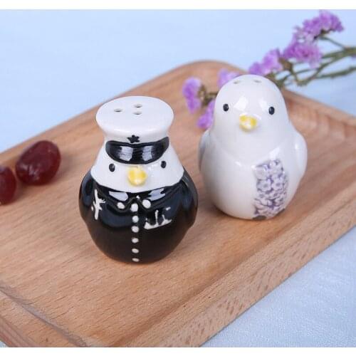100pcs(50boxes) Cut Penguin Lover Couple Ceramic Salt and Pepper Shaker Wedding Favors And Gifts for Guest wen4628
