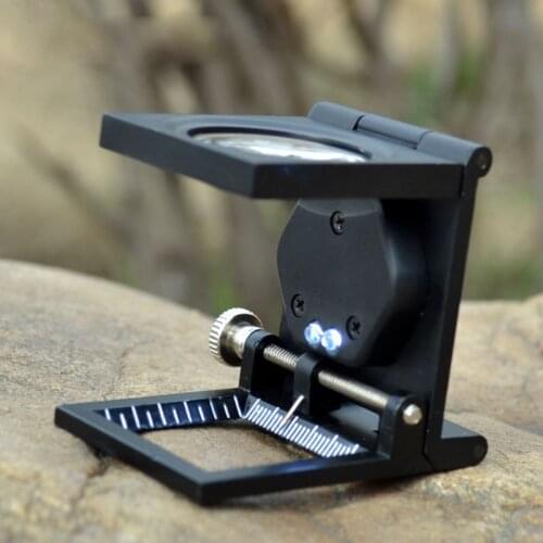 10X28mm Textile Fabrics Special Magnifiers with Scale Foldable LED Portable Loupe Reading Magnifying Glass Lens Pocket Magnifier