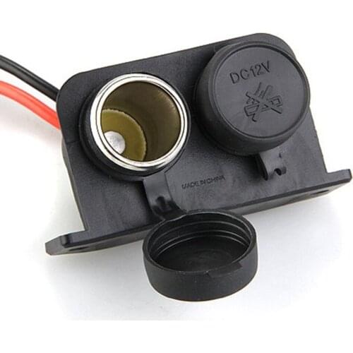 DC12V Auxiliary Dual Power Outlet Waterproof Car Motorcycle Wired Cigarette Lighter Power Socket Adapter