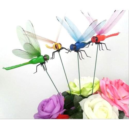 20pcs/lot 12cm,Simulation dragonfly colorful.butterfly dragonfly crafts lawn garden flower plunger decoration