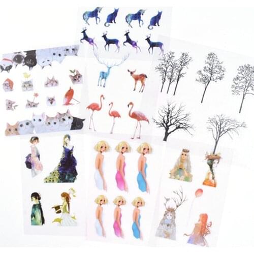 5 Sheets Cut Cats Scrapbooking Sticker Phone Case DIY Resin Cut Mold Birds Elk Tree Micro Stickers Jewelry Filling Tools