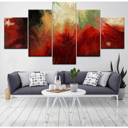 5 Pcs/Set Modular Abstract Canvas Painting Modern Colorful Fireworks Combined Canvas Wall Art Picture Home Decor Artwork