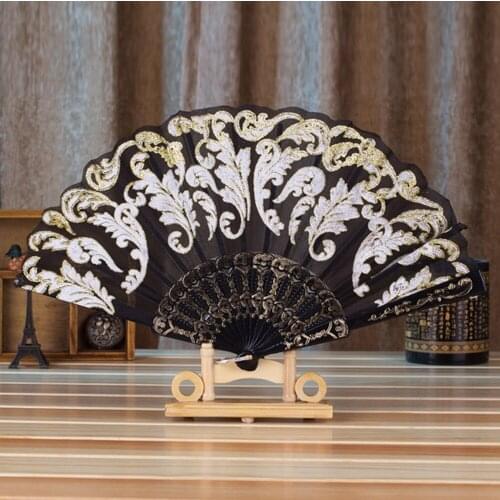 5PCS Spanish Style Luxurious Lace Fans for Wholesale Wedding Dance Folding Hand Held Flower Fan for Gift Souvenir Wedding Favors