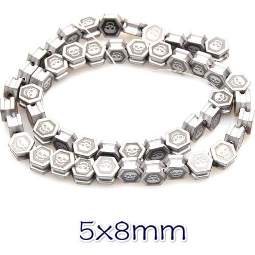Natural Stone Hematite Beaded 5*8mm Plating Hexagon Carved Beads Jewelry Making DIY Necklace Bracelet Earrings Accessories 16