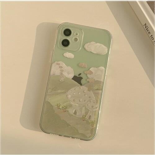 Mobile Phone Cases for Iphone 12 Pro Max 11 6S 7 8 Plus XR XS Mini 2020 SE Art Painting Transparent Smartphone Back Cover Simple