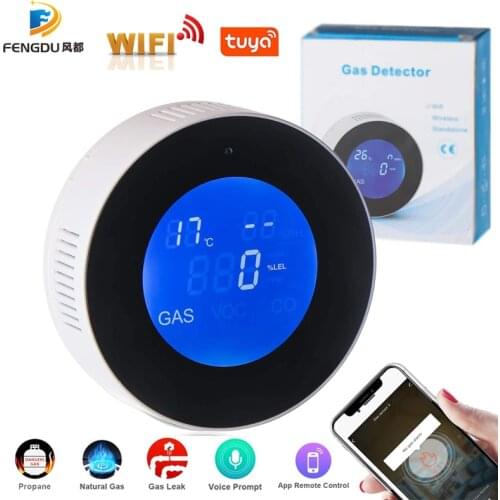Natural Gas Detector Monitor WiFi Connect Mobile Phone, Gas Alarm Propane Detector LCD Display for Home Kitchen Camper Trailer