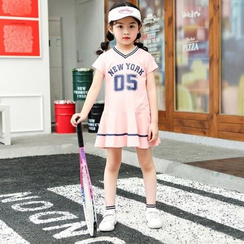 Kids' wear dress letter printing summer girl clothes primary school students baseball sportswear 2-7 y children quality clothing