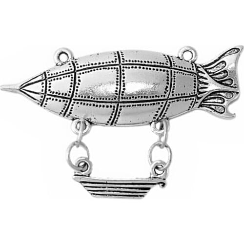 DoreenBeads Zinc Based Alloy Silver Color Steampunk Connectors Spaceship Dirigible DIY Findings 50mm(2") x 34mm(1 3/8"), 5 PCs