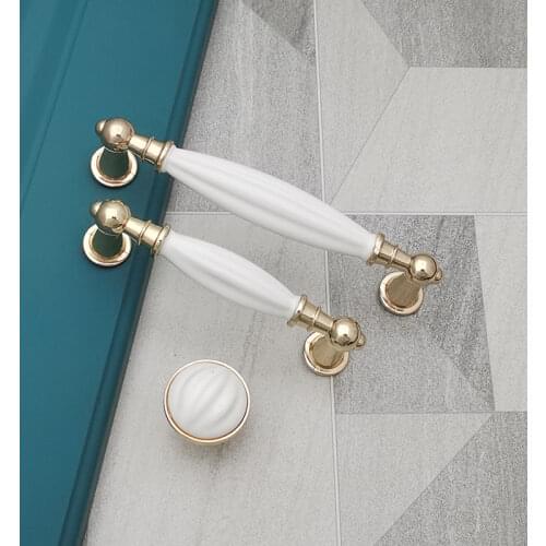 European Style Golden Ceramic Cabinet and Drawer Handle Dressing Table Bookcase Wardrobe and closet Hardware Furniture knob