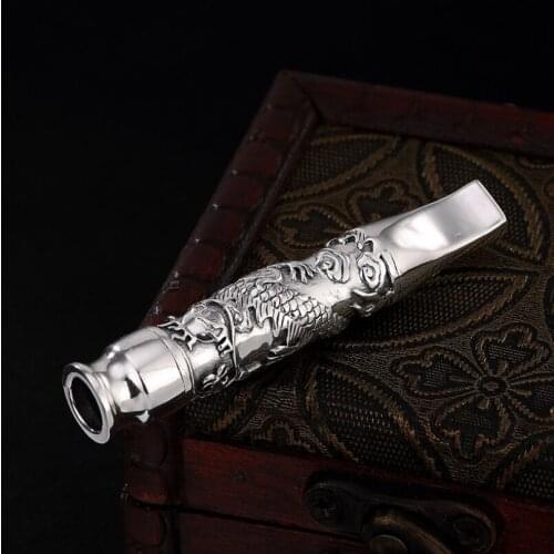 Sterling Silver Cigarette Filter S925 Silver Smoke Filter Dragon Pattern Filter