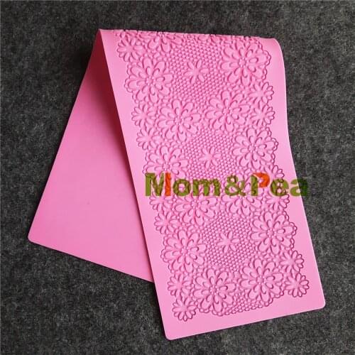 Mom&Pea GX174 Free Shipping Flower Lace Mold Cake Decoration Fondant Cake 3D Mold Food Grade Silicone Mould