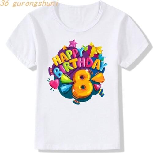 Tshirt Girl T Shirt for Girls Clothes 4 5th Happy Birthday Children Clothing Kids Clothes Boys Clothes 8 Years Graphic T Shirts